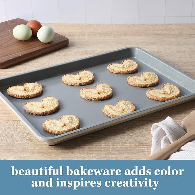 Sur La Table Kitchen Essentials Bake Sale 15 X 10 Inch PFOA, PFAS, PTFE Free Nonstick Cookie/Baking Sheet - Linen White