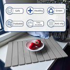 Large Stone Dish Drying Mat for Kitchen Counter, 24"×16" Quick Dry Collapsible Diatomaceous Earth Mat – Super Absorbent Foldable Drying Pad for Dishes (Light Gray, 23.2" x 15.4")