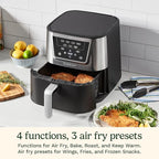 Cuisinart 6 Qt Basket Air Fryer, Black & Silver, AIR-180