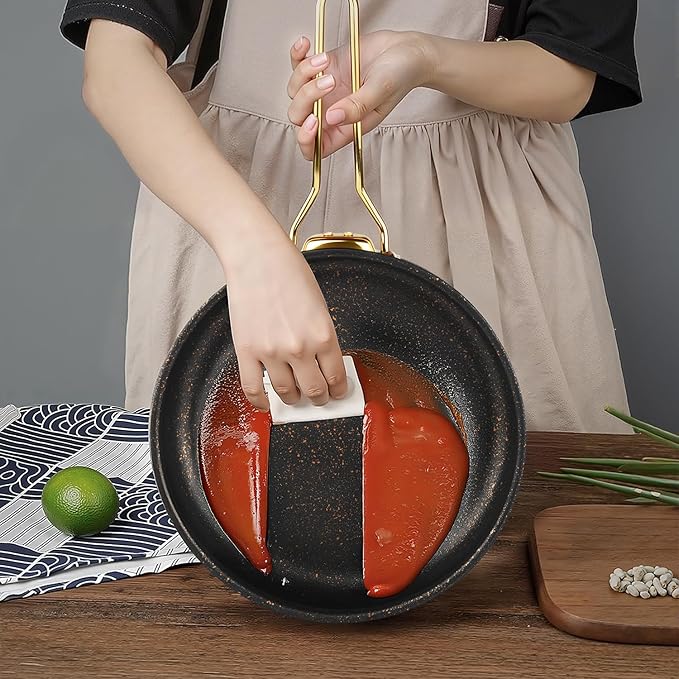 Fully Clad 5-Ply Stainless Steel Cookware Set, 12Pcs Nonstick Pots and Pans Set with Stay-Cool Handles, Induction Compatible, Stackble Design, Includes with Frying Pan, Saucepans and Saute Pan (Black)