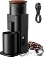 SHARDOR All-Metal Single-Dose Coffee Grinder – Quiet DC Motor, Home-use Espresso Grinder, Burr Coffee Grinder, with 80 Settings and an LED Power Display，Black