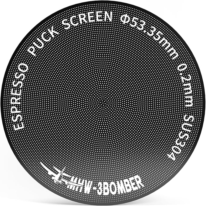 MHW-3BOMBER 54mm Espresso Puck Screen - 0.2mm Ultra Thin Espresso Puck - Metal Reusable Coffee Filter for Portafilter Basket 54mm - Puck Screen with Titanium Coating FG5641-OS