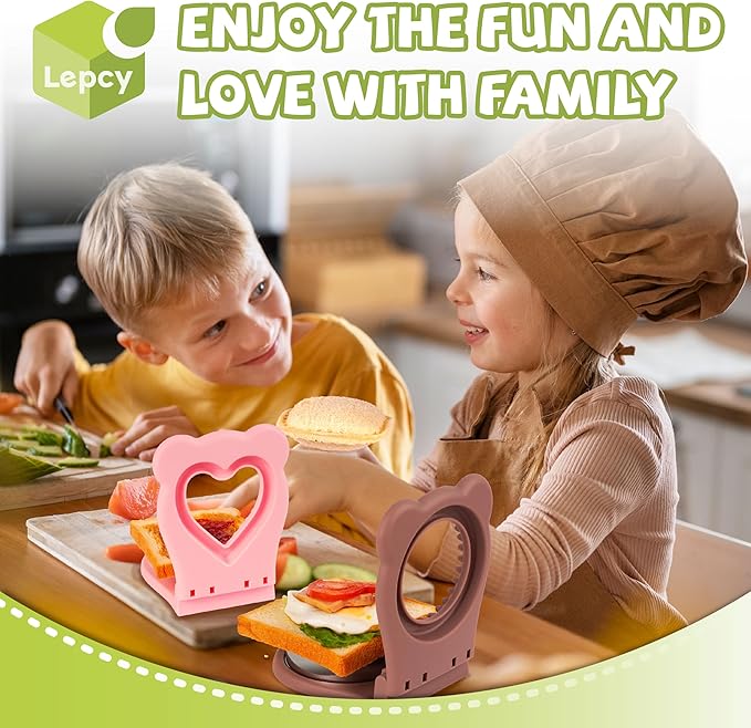 Uncrustables Sandwich Maker Sealer Cutter, Crustless Sandwich Cutter, PB&J Uncrustable Maker - Color Pink, Heart Shape
