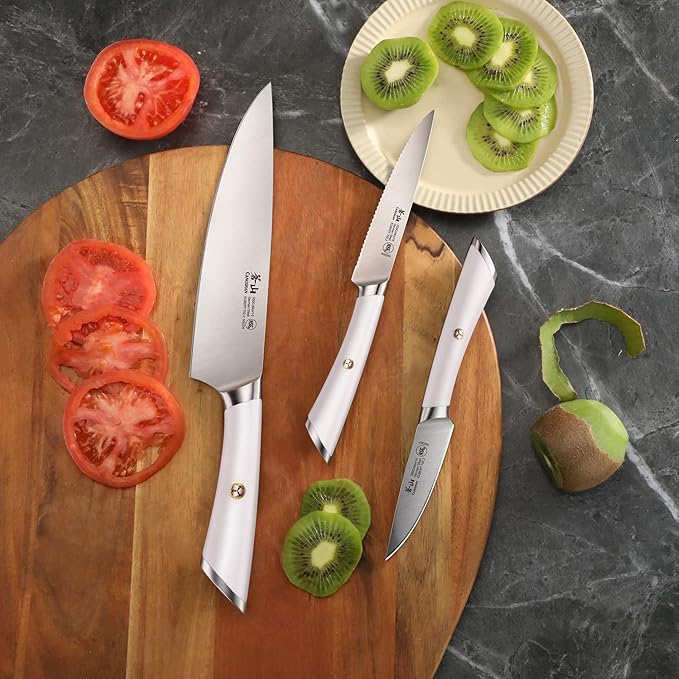 Cangshan ELBERT Series German Steel Forged Starter Knife Sets (White, 3-Piece)