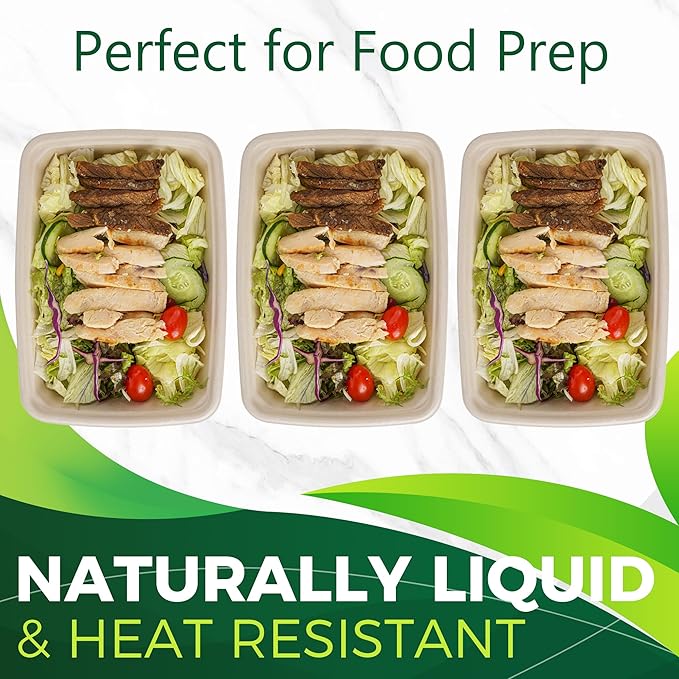 32oz Large Rectangle Paper Bowls [100-Pack], Heavy Duty Disposable Bowls Perfect for for Taco Salad, Burrito, Nacho, Pasta, Compostable Bowls for Party