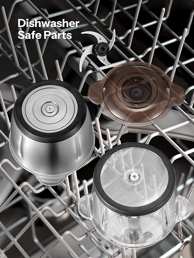 Food Processors with 2 Large Bowls(12 Cup+12 Cup), Reemix Electric Chopper with Powerful 500W Copper Motor, 4 Bi-Level Blades for Fruits, Meat, Vegetables, Baby Food, Nuts, 2 Speeds