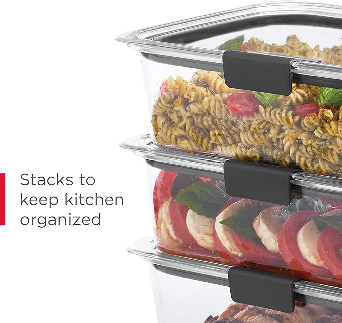 Rubbermaid Brilliance Food Storage Containers, 14 Piece Plastic Containers with Lids, BPA-Free, Leak Proof, Clear