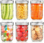 Mason Jars 16 Oz with Lids 6 Packs, Wide Mouth Mason Jars, Glass Canning Jars with Airtight Lids for Pickling, Fermenting, Storing, Canning, Home Decor, Salad Jam and DIY Crafts