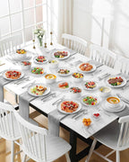 MALACASA 24 Pieces Gourmet Porcelain Dinnerware Sets, Premium Plates and Bowls Set, High-Fired Dishes Set for 8, Chip & Scratch Resistant, Microwave Dishwasher Safe, White & Black Rim, Series LEXI