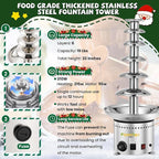 Commercial Chocolate Fountain 6 Layers 19Lbs Large Chocolate Fondue Tower Stainless Steel Hot Chocolate Waterfall for Nacho Cheese Knob Control