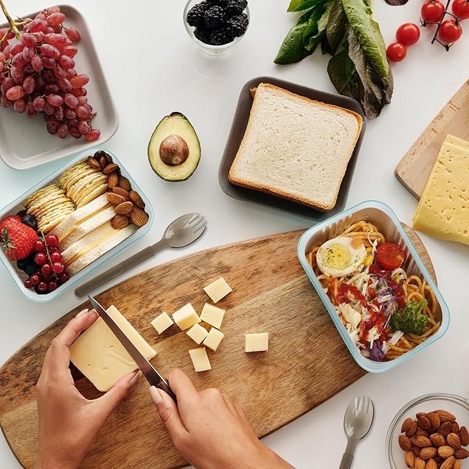 LNYZQUS 30oz Small Baking Pans with Lids 25 Pack, 7” x 5” Aluminum Foil Containers Individual Cake Tins, Heavy Duty Takeout Leftover Containers Meal Prep Holders for Oven-Blue