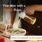 TrendPlain 16oz/470ml Glass Olive Oil Sprayer for Cooking – 2 in 1 Olive Oil Dispenser Bottle for Kitchen Gadgets and Air Fryer Accessories, Salad, BBQ - White & Green