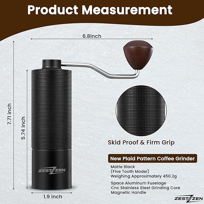 Manual Coffee Grinder – Portable Conical Burr Hand Grinder with Adjustable Settings & Double Bearings – Stainless Steel Coffee Mill for Espresso, French Press, Travel & Camping Gift