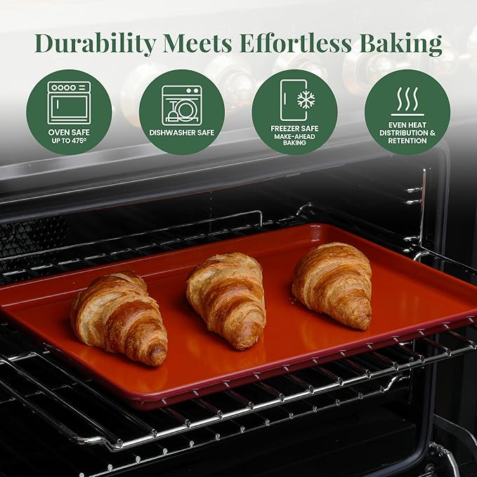 Larder & Vine 8-Piece Bakeware Set | Non-Stick Baking Set with Ceramic Finish | PFAS, PFOA, PTFE, and BPA Free Baking Essentials | Baking Sheets, Muffin Tins and Assorted Baking Pans | Cabernet