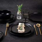 AmorArc Ceramic Dinnerware Sets, Wavy Rim Stoneware Plates and Bowls Sets, Highly Chip and Crack Resistant | Dishwasher & Microwave & Oven Safe Dishes set, Service for 8 (24pc)