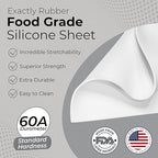 Exactly Rubber - White Silicone Sheet, 60A Durometer Silicone Mat, Food-Grade Rubber Mat with -80 to 450°F Temperature Resistance, 400% Elongation, Silicone Placemat Made in The USA, 1/32 x 9” x 24”