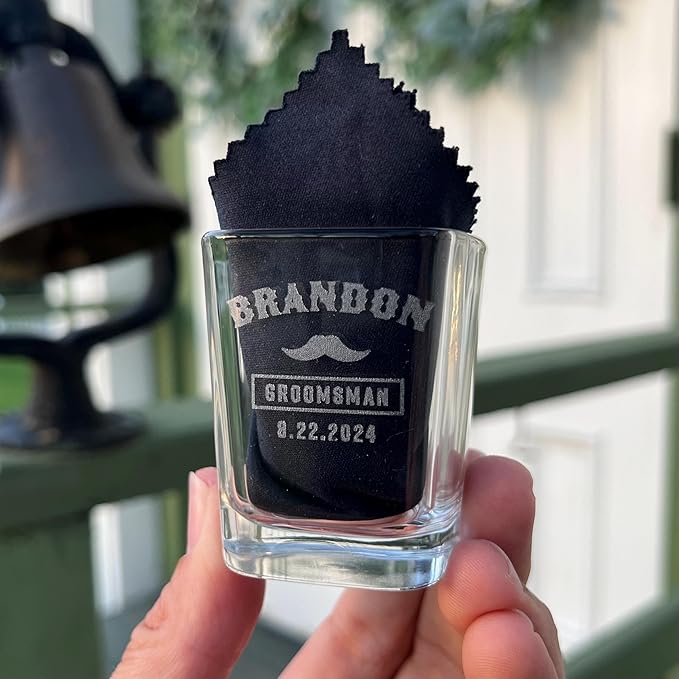 Groomsmen Shot Glasses - Personalized Wedding Party Gift or Proposal - 12 Pack
