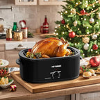24QT Electric Roaster Oven, Electric Turkey Roaster with Viewing & Self-basting Lid, Stainless Steel Turkey Roaster Oven, Black