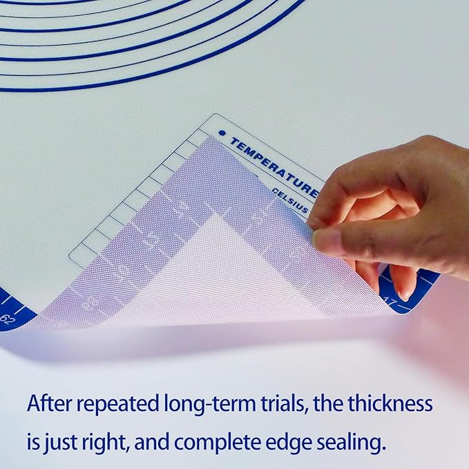 32x24" Silicone Pastry Mat for Rolling Dough Non Slip Non Stick Silicone Mats for Kitchen Counter Blue