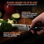 Utility Knife 6 Inch – VG-10 Damascus Stainless Steel, Razor Sharp, Full Tang, Ergonomic G10 Handle – Multipurpose Kitchen Knife for Meat, Vegetables, Fruits – Durable, Dishwasher Safe