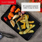 17inch Nonstick Aluminum Double Griddle Pan, Comales para Tortillas Griddle Pan Burner Skillet with Handles for Stove Top - Coating & Heat Resistant for Frying, Searing, Grilling, Browning Cook