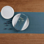 Solino Home Linen Table Runner 108 Inches Long - 100% Pure Linen Peacock Blue Table Runner 14 x 108 Inch for Summer - Fete