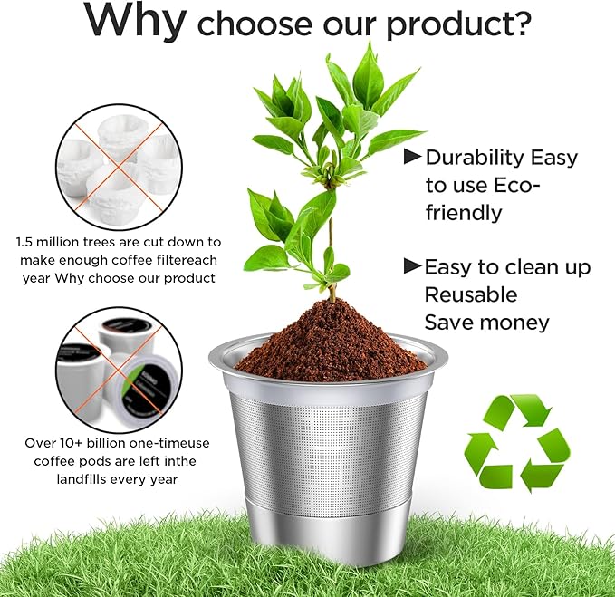 Reusable K Cups and Coffee Pods,Universal Stainless Steel K Cups for Keurig 2.0 and 1.0 Coffee Makers Machine Non-BPA(1pack)