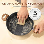 NEWBULIG Cookware Set, Nonstick & Non-Toxic Pots and Pans with Stay-Cool Handles, Induction Compatible, Black, 17 Pieces(6 Pot)