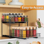 RCHYFEED Spice Organization for Cabinet,2 Tier Pull out Spice Rack Organizer for Inside Cabinets & Pantry, Slide out Heavy Duty Spice Shelf Rack for Kitchen Seasoning (11.5" Wx10.5 Dx9.5 H)