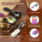 uxcell 2Pcs Stainless Steel Coffee Scoop, 15ml Short Handle Measuring Spoon for Ground Coffee Tea Sugar Kitchen Gifts, Illusion
