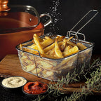 Moss & Stone 5 Pcs Copper Chef Cookware Non Stick Deep Frying Pan, Fry Basket, Steamer Rack, Dishwasher & Oven Safe, 5 Qt Deep Square Pan, Induction Copper Cookware Set - 9.5" x 3.5"