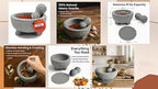 Granite Mortar and Pestle Set with Silicone Base – Large Guacamole Bowl and Masher, Herb Grinder, Spice Grinder, Garlic Smasher, Avocado Masher Tool, Stone Mill Grinder for Kitchen Spices