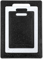 COOK WITH COLOR Non-Slip Cutting Board Set – Kitchen Essentials with Easy Grip Handle for Meat, Veggies, and Fruits, 3 Cutting Boards, Black/White