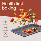 Cookie Sheet with Wire Rack Set, 2-Piece Nonstick Blue Marble Carbon Steel Pan & Cooling Rack, Space-Saving Stackable Set, PFOA, PFOS, PTFE Free, Oven Safe Up to 450°F, 17.4" Pan & 14.7" Rack