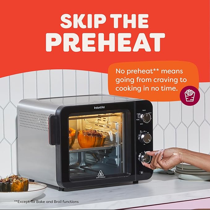 Instant Pot 4-Slice InstantHeat 7-in-1 Air Fryer Toaster Oven, Air Fry, Bake, Toast, Roast, Broil, Warm, and Make Pizza