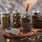 4 Pack 32 oz Wide Mouth Mason Jars with Airtight Lids - Glass Canning Jars for Food Preservation, Storage, Pickling, Crafts & DIY Projects, Durable Quart Glass Jars Dishwasher Safe