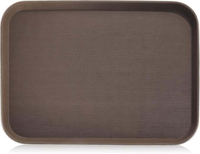 New Star Foodservice Restaurant Grade Non-Slip Tray, Plastic, Rubber Lined, Rectangular (Brown, 16-Inch x 22-Inch)