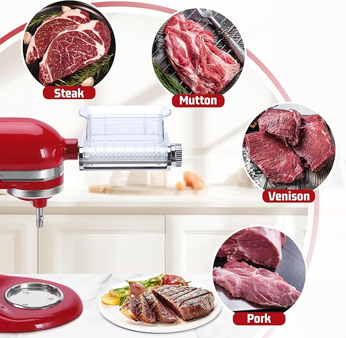 Meat Tenderizer Attachment for Kitchenaid Stand Mixers, 3 Adjustable Thickness, Meat Tenderizer Machine with Transparent Cover, Meat Cuber Accessories for Kitchen aid, Dishwasher Safe