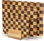 Checkered Cutting Boards for Kitchen, Walnut Rubber & Wooden Cutting Board Sets, Chopping Boards with Anti-Slip Base and Guide Groove, Chessboard Carving, Used for Cutting Vegetables Fruits & Meats