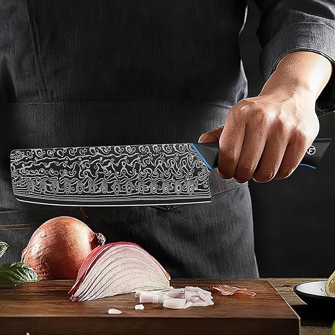 7 inch Nakiri Knife, Sharp Kitchen Knife Professional Asian Chef Knife in 67-Layer Japanese Damascus Steel, Multipurpose Meat Cleaver Vegetable Knife with G10 Handle