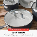 GreenPan x Bobby Flay 13 Piece Nonstick Cookware Pots and Pans Set, PFAS-Free Diamond Ceramic, Induction Suitable, Easy Clean Dishwasher & Oven Safe, Stay-Cool Silicone Handles, Glass Lids, Graphite