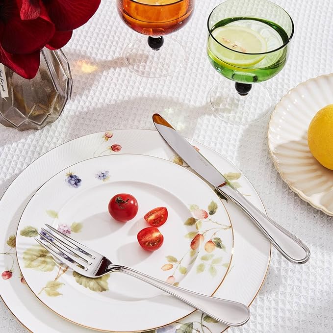 KINGSTONE 60 Piece Teardrop Silverware Set for 12, 18/10 Stainless Steel Flatware Set, Modern Design Cutlery Set for Home/Hotel/Wedding,Mirror Polished and Dishwasher Safe