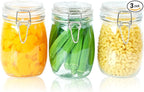 Glass Jar With Airtight Lid 24 OZ 3 Pack Airtight Food Storage Containers Leakproof Wide Mouth Canister For Coffee Beans, Sugar, Canning, Candy, Cereal, Pickle, Cookies, Dried Fruits