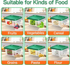 6 pcs 2qt Food Storage Containers with Lid, Square Clear Commercial Storage Containers with Handle and Scale for Food Storage in Home Kitchen & Dining (Green)