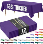 Exquisite 66% Thicker Premium Plastic Table Cloth Rectangle Table Cover 0.5 Mil 12 Pack Purple Table Cloth 54 Inch x 108 Inch Disposable Tablecloth Won't Tear Easily Like Cheap Thin Brands