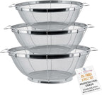 U.S. Kitchen Supply Set of 3 Stainless Steel Colander Strainers Net Baskets - 11", 9.5" & 8.5" Sizes - Colander with Handles & Resting Base - Stainless Steel Sieve, Strainers and Colanders for Kitchen