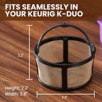 Reusable Keurig Mesh Coffee Filter Basket for K Duo, K-Duo Essentials, Keurig Duo Hot & Iced Coffee Makers by PureHQ – Refillable Gold Tone Carafe Filter for Ground Coffee