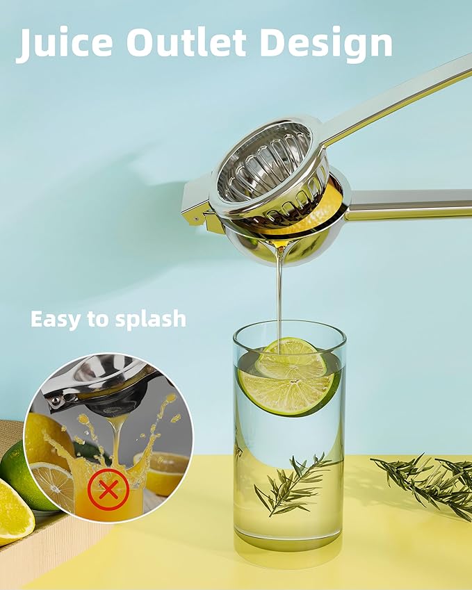 Lemon Squeezer Stainless Steel - Heavy Duty Solid Metal Squeezer Bowl - Large Manual Citrus Press Juicer and Lime Squeezer - 2 in 1 hand Juicer - Store Juice -No Splashing (Silver)