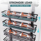 Over The Door Pantry Organizer，6-Tier Over The Door Organizer with Adjustable Basket，Metal Hanging Pantry Organizers and Storage for Kitchen, Back of Door Seasoning Rack (Black)