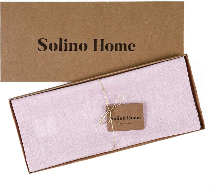 Solino Home Linen Table Runner 72 Inches Long - Athena, 100% Pure Linen Bubblegum Pink Dining Table Runner 14 x 72 Inch for Summer, Halloween